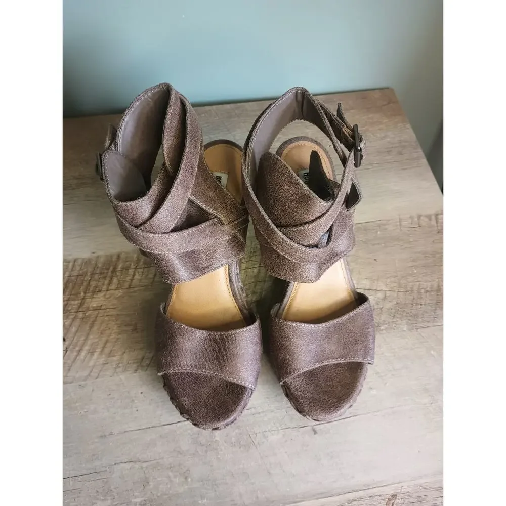 Not Rated Womens Boho Fairy Grunge Wedge Sandals 7.5 Ankle Strap Festival Y2K